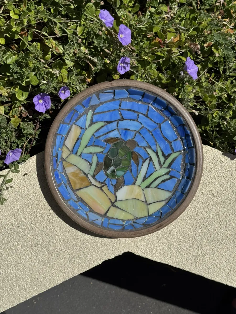 Mosaic Turtle Bird Bath