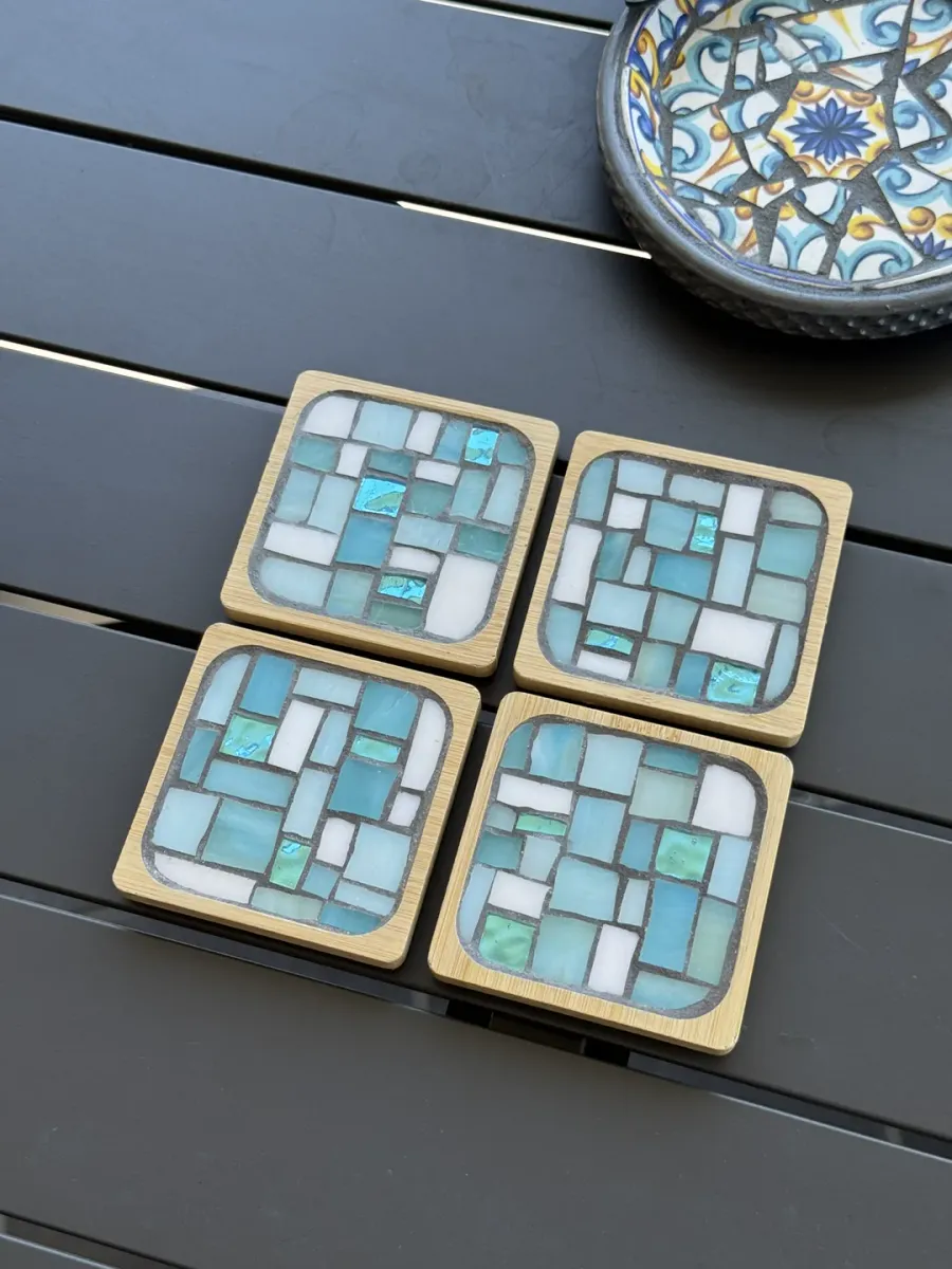 Mosaic Light Blue Coasters